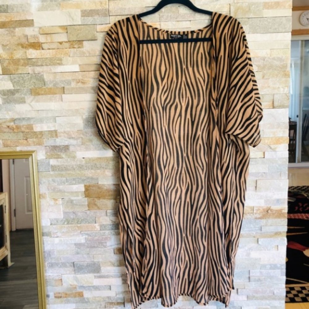 Nasty Gal Zebra Print Kimono Cover Up Beach Layering Piece